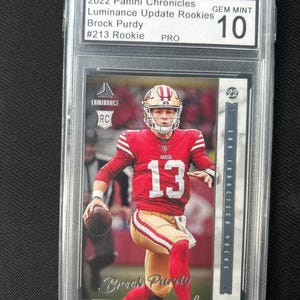 Brock Purdy  Graded Pro Gem Mint 10 2022 Panini Chronicles Luminance Update #213