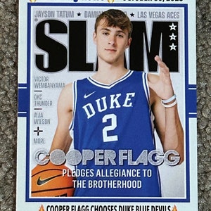 Tarjeta de novato personalizada de 50 copias impresas en formato corto de Cooper Flagg, Duke Blue Devils