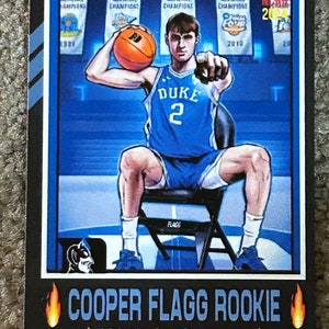 Tarjeta de novato personalizada de 50 copias impresas en formato corto de Cooper Flagg, Duke Blue Devils