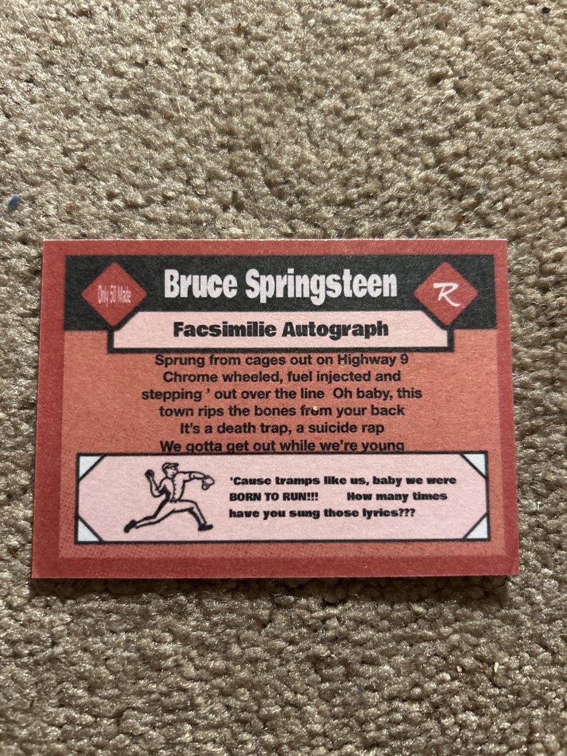Bruce Springsteen Short Print 50 Custom Card the Boss - Etsy