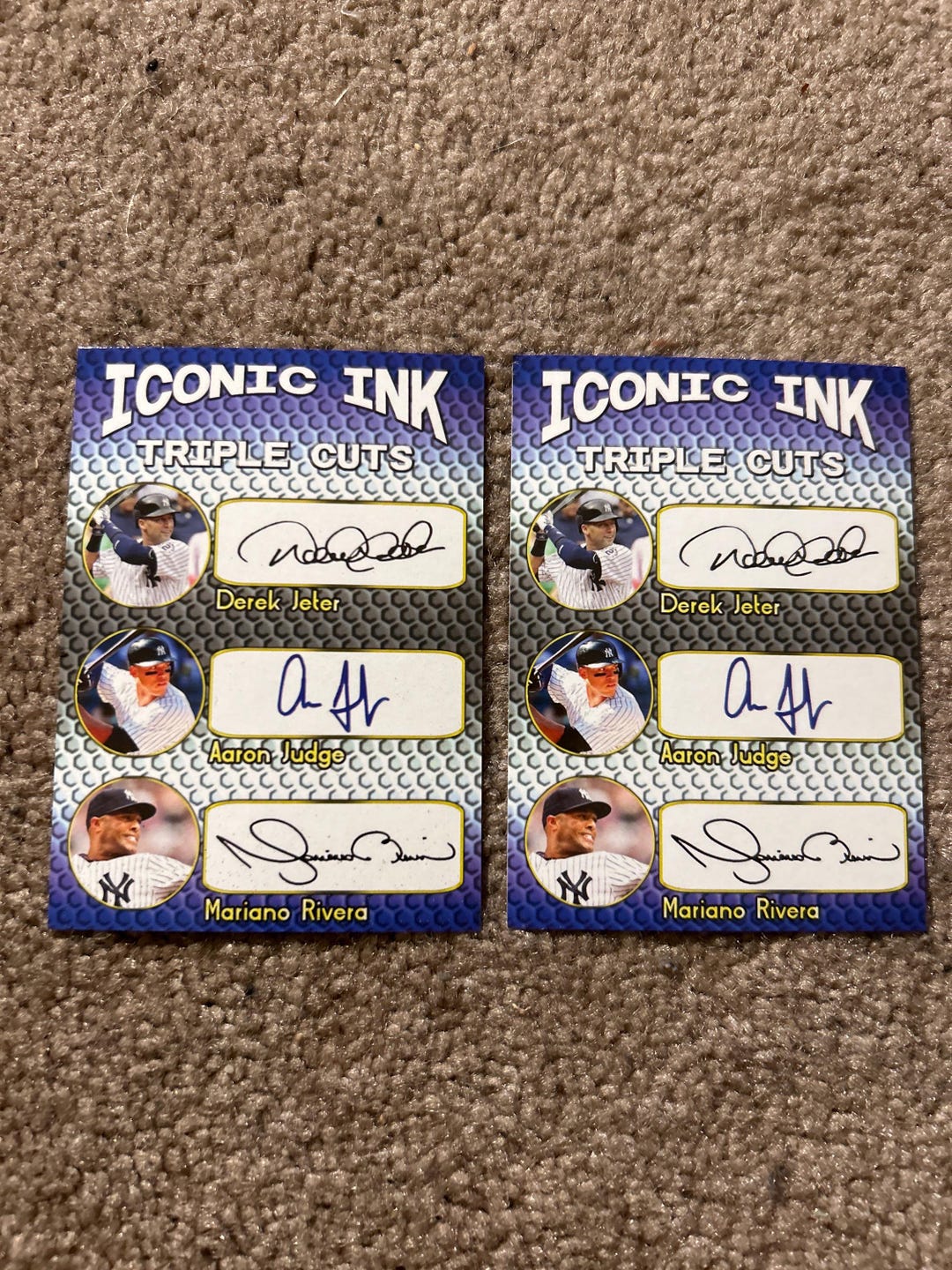Iconic Ink Autographs Iconic Ink Jeter Judge Rivera Facsimile Autograph Two Card Lot New York ...