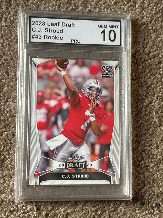 cj stroud graded card CJ Stroud 2023 Leaf Draft #43 Pro Gem Mint 10 Rookie Card