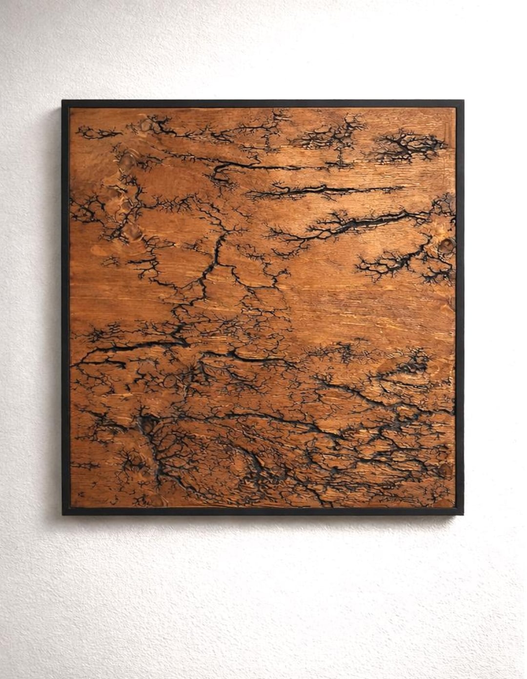 One-of-a-kind Lichtenberg Wood Wall Art – Signed High-voltage Burned ...