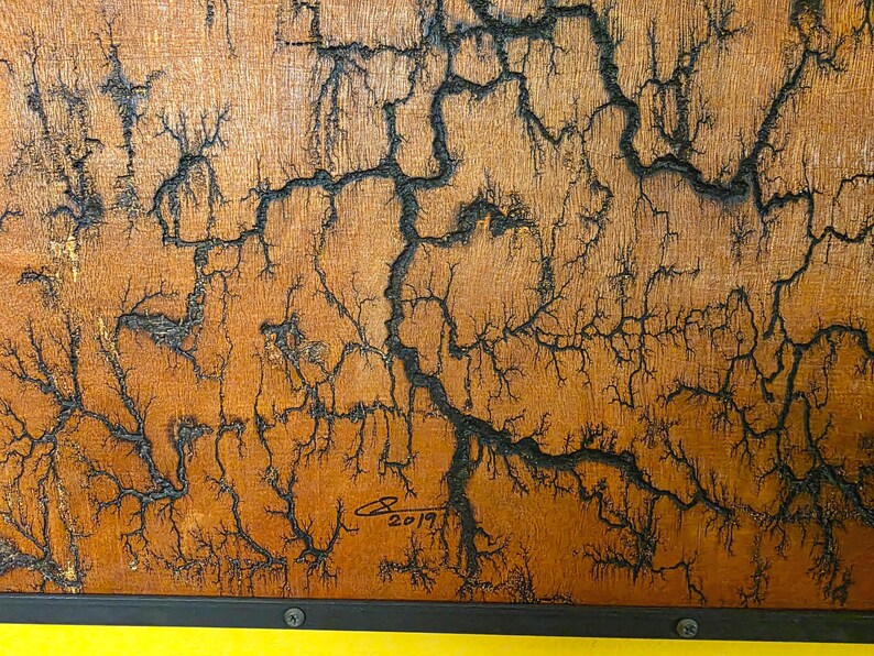 SOLD ** Lichtenberg Oak Wood Wall Art – Handmade Fractal Wood Burning ...
