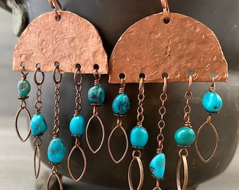 Monsoon - Turquoise and copper earrings - South Wind Design