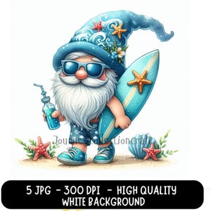 5 JPG Watercolor Summer Beach Gnome Collection Clipart,Gnome Clipart,Beach Gnome Clipart,Summer Gnome Clipart,Gnome PNG,Commercial Use