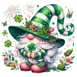 St. Patrick's Day Gnome Clipart Bundle: Lucky Charm PNG (Digital Download)