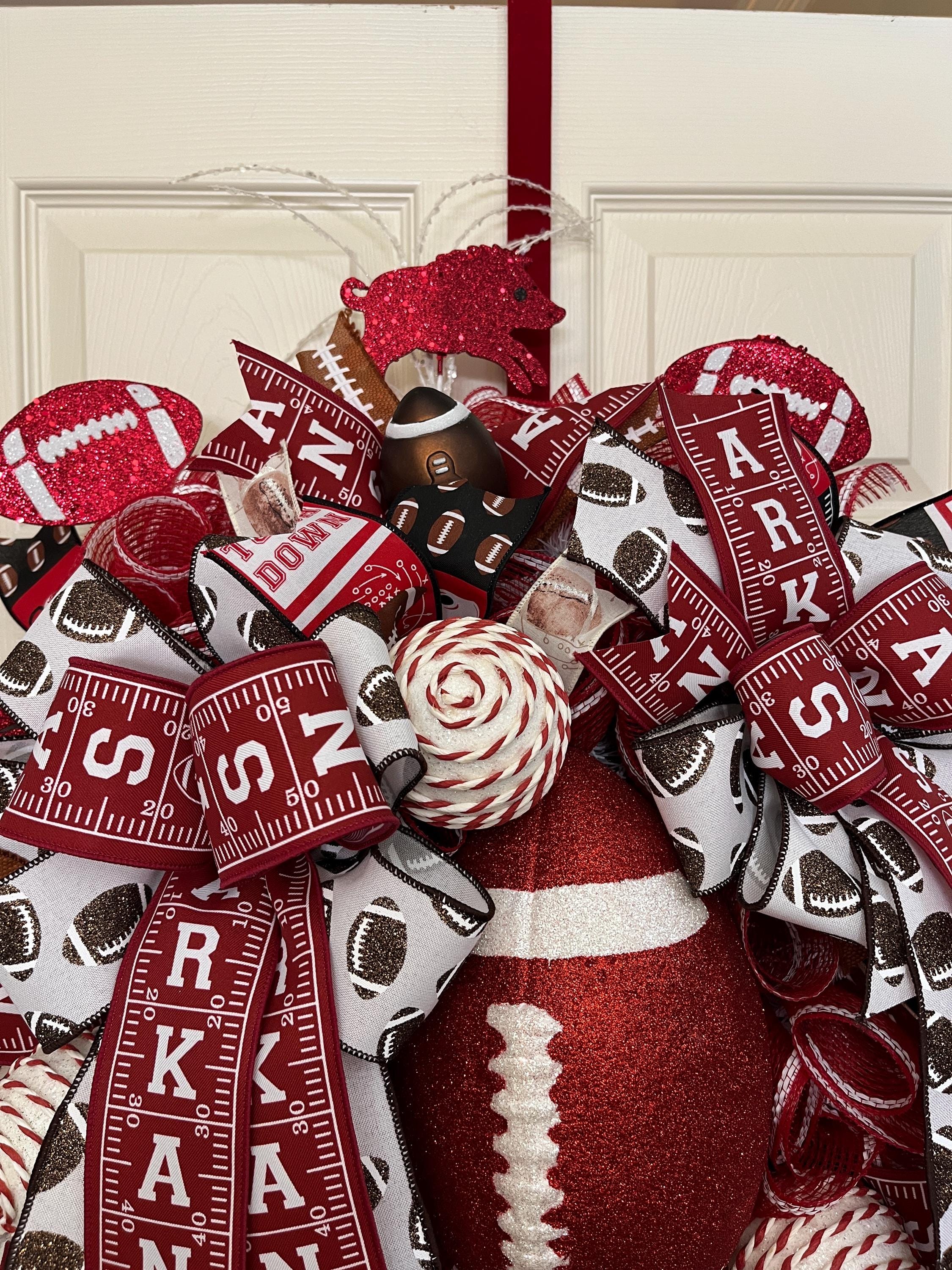 Arkansas Football Wreath, Razorbacks Door Decor, College Sports Wreath ...