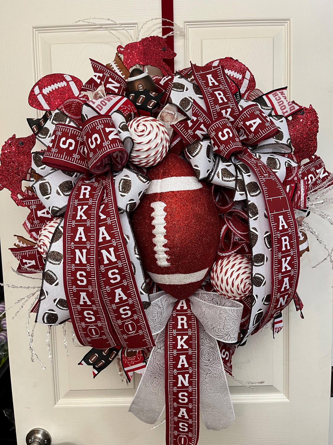 Arkansas Football Wreath, Razorbacks Door Decor, College Sports Wreath ...