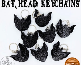 Llaveros de cabeza de murciélago impresos en 3D