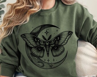 Luna Moth Whimsigoth Sweatshirt, Fairy Grunge, Weirdcore, Pastel Goth, Alt Clothing