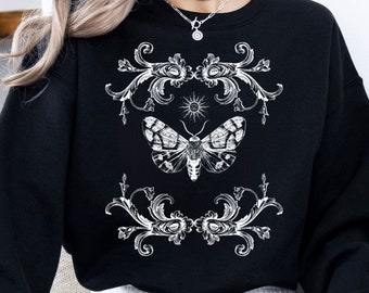 Baroque Moth Whimsigoth Occult Sweatshirt, Fairy Grunge, Weirdcore, Pastel Goth, Alt Clothing
