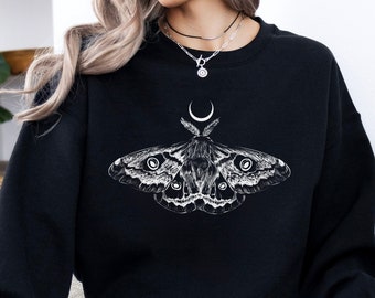 Luna Moth Moon Dark Occult Whimsigoth Sweatshirt, Fairy Grunge, Weirdcore, Pastel Goth, Alt Clothing, Goth Clothes,