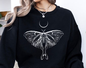 Luna Moth Whimsigoth Goth Clothes, Moth Moon Whimsigoth T Shirt, Fairy Grunge,  Pastel Goth, Dark Academia Clothes, Whimsigoth Sweatshirt