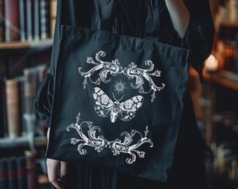 Borsa tote falena magica, borsa tote luna falena magica barocca Whimsigoth Witchy Fairy Grunge