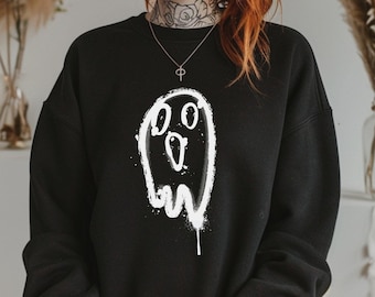 Scene Clothes, Scenecore Ghost Sweatshirt, Emo Alternative Clothes, Punk Emo Screamo Sweatshirt, Alt Creepy Cute Clothing