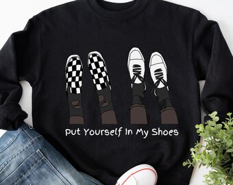 Ropa de escena, ropa alternativa emo, ponte en mis zapatos sudadera emo scenecore, ropa linda alternativa espeluznante