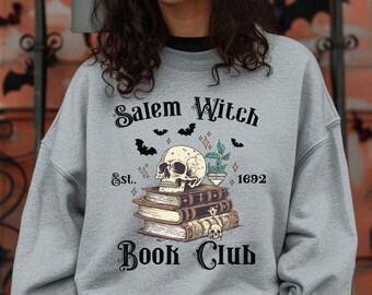 Salem Sweatshirt, Book Club Funny Halloween Shirt, Salem 1692 Reading Sweatshirt, Book Lover Halloween Gift, Skull Sweater