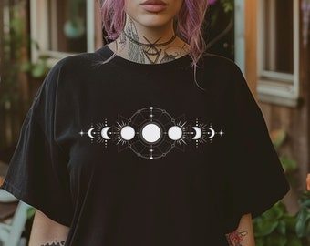 Moon Phase Whimsigoth T Shirt, Fairycore Mystical Shirt