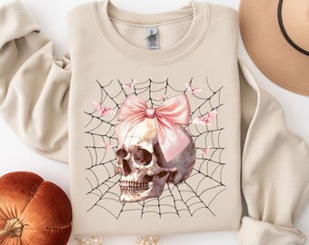 Sudadera de coqueta de Halloween, suéter con lazo de coqueta oscura de calavera de otoño, camisa de murciélago de coqueta de calavera de Halloween, ropa de otoño