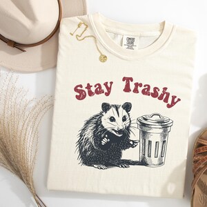 Possum Shirt, Vintage Comfort Colors 90s Boho Aesthetic Stay Trashy Funny Unisex Opossum Lovers Weirdcore Gift Shirt, Retro Possum Tee