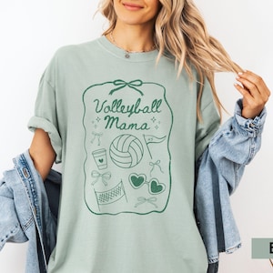 Custom Volleyball Mom Shirt, Comfort Colors® Personalized Volleyball Mama T-shirt With Jersey Number, Volleyball Team Mama Tshirt Gift