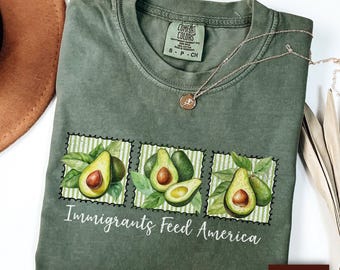 Pro-immigratieshirt, ondersteuning immigranten schattige avocado retro politiek activist liberaal protest tshirt, anti-IJS mensenrechten-T-shirt