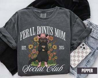 Custom Bonus mom Shirt, Step Mom Vintage Cat Tee, Step Mother Gift, Mothers Day Gifts, Second Mom Retro Tshirt, Mama Cute Botanical Tee