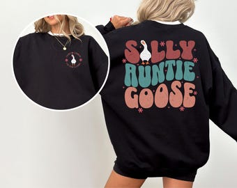 Bluza Cioci, Sweter Ciotki, Głupia Ciocia Gęś Na Luzie Vintage Prezenty, Prezent Ciotki, Awansowany Na Ciotkę Sweter Z Okrągłym Dekoltem