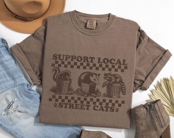 Support Local Street Cats Shirt, Funny Possum Raccoon Skunk Comfort Colors Meme T Shirt, Cute Racoon Opossum Tee, Possum Gifts, Raccoon Gift
