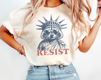 Camiseta de la Estatua de la Libertad, camiseta de la Estatua de la Libertad para mujer, camiseta de la Estatua de la Libertad para regalo feminista, camiseta de la Estatua de la Libertad, camiseta de mapache de la Estatua de la Libertad para feminismo.