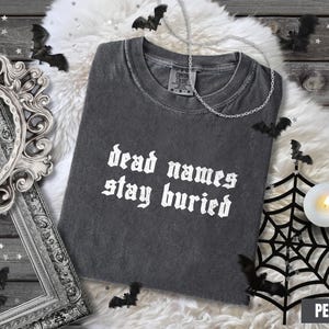 Goth Trans Gender T-shirt, Comfort Colors® Punk Transgender-present, Grunge Gay Subtil Trans Pride-present, Söt Gothic Retro T-shirt, Present till Trans