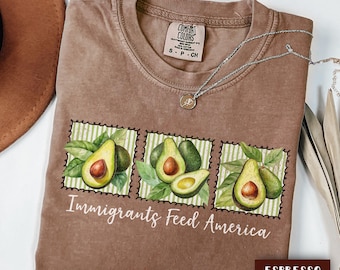 Pro-immigratieshirt, ondersteuning immigranten schattige avocado retro politiek activist liberaal protest tshirt, anti-IJS mensenrechten-T-shirt