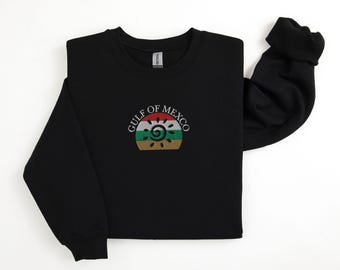 Retro Gulf Of Mexico Sweatshirt, Embroidered Gulf Coast Comfort Colors® Sweater Gift for Mexico Lover, Anti Trump Shirt, Liberal Gift