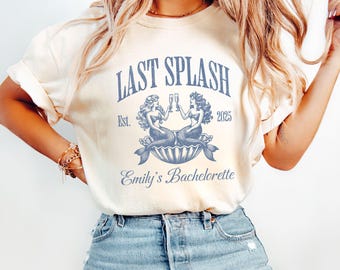 Last Splash Bachelorette Shirt, Mermaid Beach Bachelorette Shirt, Coastal Party Comfort Colors® Crewneck Shirts, Brides Last Splash Tee