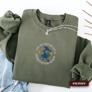 Broderad doktorand-examensgroda-tröja, doktorand-överlevandetröja, doktorandpresent, doktorand-examenspresent