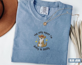 Embroidered Otter Shirt, Comfort Colors Funny Cute Otter Lovers Meme Tshirt, Otter Lover Gift, Retro Sea Otter Tshirt, Cute Animal Tee