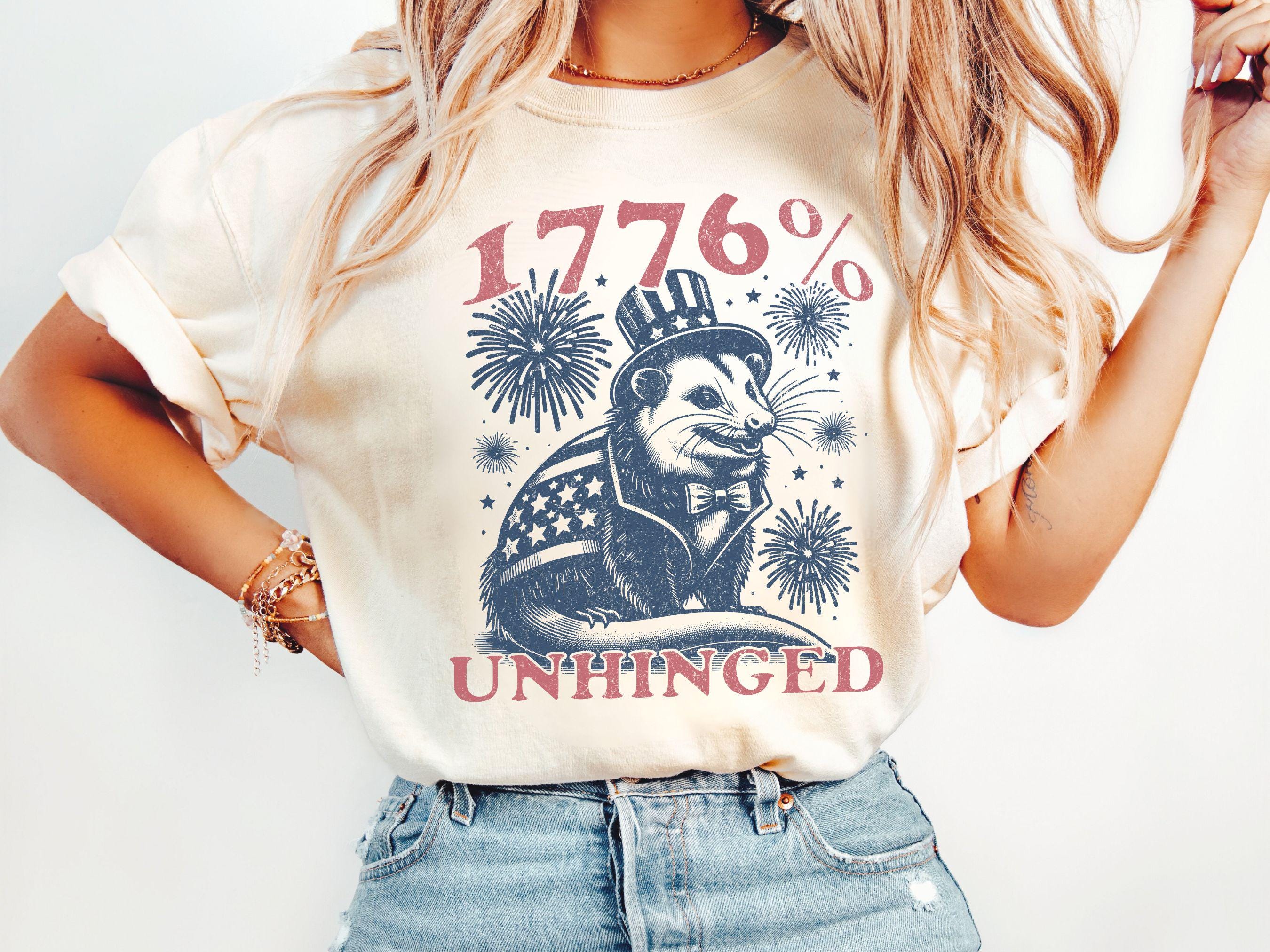 Opossum Shirt, Funny Opossum Fourth Of July Comfort Colors Retro T Shirt, Trash Panda Possum Animal Independence Day Unhinged Meme Tees