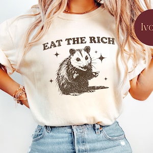 Eat the Rich Shirt, Opossum Retro Liberal Equality Eat The Rich Socialist Leftist Comfort Colors® Shirts, Tax The Rich Protest Tshirt