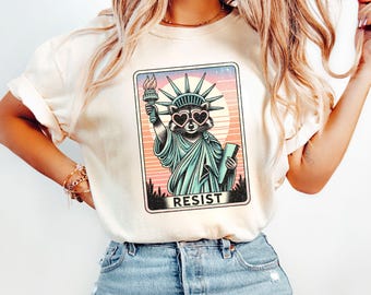 Camiseta de la Estatua de la Libertad, camiseta de la Estatua de la Libertad para mujer, camiseta de la Estatua de la Libertad para regalo feminista, camiseta de la Estatua de la Libertad, camiseta de mapache de la Estatua de la Libertad para feminismo.