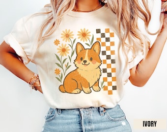 Kopie van Corgi-herfstshirt, Corgi-cadeau, Comfort Colors® Corgi Lover-t-shirt, Corgi Mama-cadeaus, leuk retro Corgi Lover-shirt, Corgi Dog Mom-T-shirt