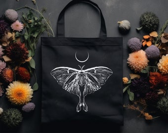 Borsa tote Luna Moth, borsa tote Whimsigoth Witchy Fairy Grunge Goth Magical Moth Moon