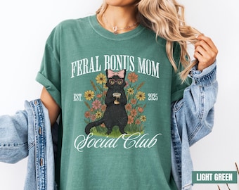 Custom Bonus mom Shirt, Step Mom Vintage Cat Tee, Step Mother Gift, Mothers Day Gifts, Second Mom Retro Tshirt, Mama Cute Botanical Tee