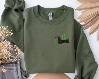 Sweatshirt teckel, geborduurde trui Weiner hond daschund, teckel geschenken, weenie hond sweatshirt, Weiner hondenliefhebber kleding cadeau