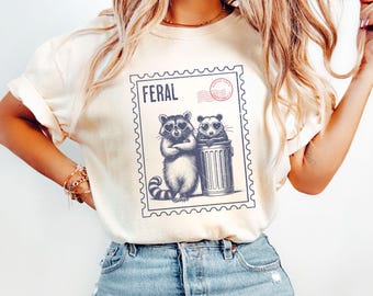 Funny Feral Raccoon Opossum Graphic Shirt Comfort Colors® Trash Panda Feral Meme Shirts For Women, Funny Unhinged Cozy Racoon Lover Gifts