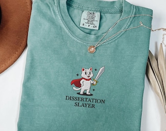 Embroidered Phd Graduation Cat Shirt, Doctorate Shirt, Phd Graduation Tee Gift, Doctoral Graduation Gift for Phd Student, Gift For Her