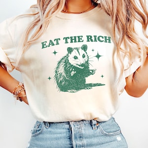 Eat the Rich Shirt, Opossum Retro Liberal Equality Eat The Rich Socialist Leftist Comfort Colors® Shirts, Tax The Rich Protest Tshirt