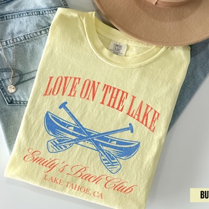 Lake Bachelorette Shirt, Love On The Lake Comfort Colors Custom Camp Bach Party Shirts, Camping Girls Trip Bridal Gifts, Hiking Bach Tees