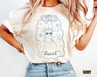widerstehen Shirt Freiheitsstatue Tshirt, widerstehen T-Shirt Frauen, widerstehen Tshirt für feministisches Geschenk, widerstehen T-Shirt, widerstehen T-Shirt für feministisches Shirt