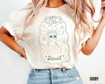 widerstehen Shirt Freiheitsstatue Tshirt, widerstehen T-Shirt Frauen, widerstehen Tshirt für feministisches Geschenk, widerstehen T-Shirt, widerstehen T-Shirt für feministisches Shirt